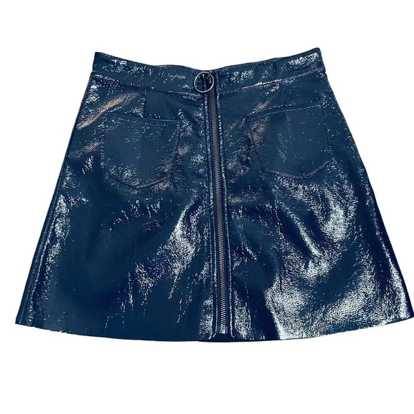 NWOT Tucker + Tate Size 12 Girl Faux Leather Navy Y2K Retro Midi Skirt Holiday - Picture 1 of 6